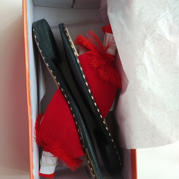 Red Pom-Pom Slide - Women sandals size 6 - Picture 4 of 4